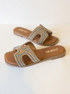 Jason Wu Randi Beaded Sandals Orange Blue